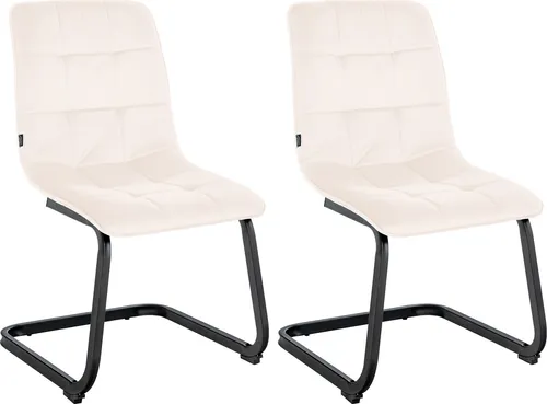 CLP Esszimmerstuhl Vermont 2er Set - Gepolsterter Freischwinger mit Samt-Bezug in Creme - Esszimmerstühle mit federnder Konstruktion für hohen Sitzkomfort, pflegeleichtem Samt-Bezug und modernem Design - ideal für stilvolle Wohnräume.