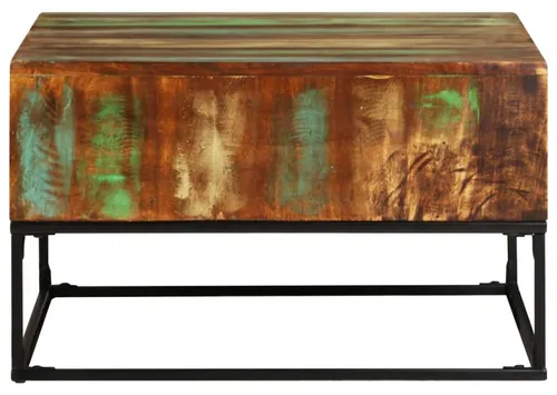 vidaXL Couchtisch 68x68 cm aus massivem Altholz - Handgefertigter Couchtisch aus recyceltem Altholz, einzigartig in Farbe und Maserung. Mit pulverbeschichteten Eisenbeinen für Stabilität – ideal für Getränke und Deko. Maße: 68x68x41 cm.