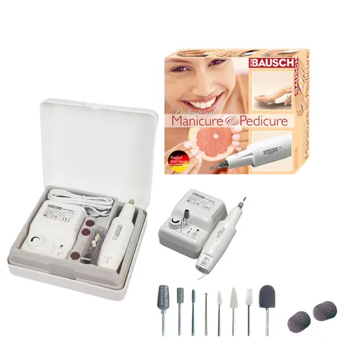 Bausch Profi Power Maniküre und Pediküre Gerät - Hochwertiges Maniküre- und Pediküregerät mit stufenlos regulierbarer Geschwindigkeit bis 13500 U/min, ideal für Kunstnägel und Linkshänder. Lieferung inkl. 4 Schleifsteinen und 2 Jahre Garantie.