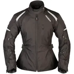 Modeka Violetta Damen Motorrad Textiljacke - Schwarz, Größe 38 - Motorradjacke aus strapazierfähigem 500 D Polyester mit zusätzlichen Protektoren an Schulter und Ellenbogen für optimalen Schutz. Ideal für stilbewusste Fahrerinnen.