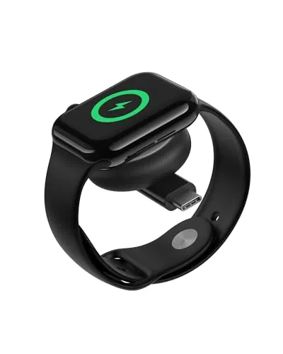 Belkin BoostCharge tragbares USB-C Apple Watch Ladegerät – MFi-zertifiziertes USB-C-Ladegerät für die Apple Watch Series 11, 10, 9, 8, 7, Ultra usw. – kompatibel mit MacBook, iPhone 17 usw. – Schwarz