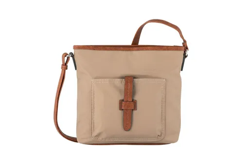 TOM TAILOR Reva Damen Umhängetasche - Stilvolle Crossbody Bag in Beige - Umhängetasche aus recyceltem Nylon und Lederimitat, mit verstellbarem Schulterriemen und praktischen Fächern für optimalen Tragekomfort und Ordnung.