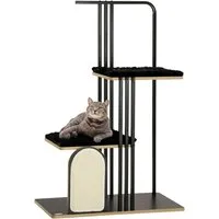 PawHut Kratzbaum mit Kissen - 3 Ebenen, ideal zum Spielen und Entspannen für Katzen, stabil und modern