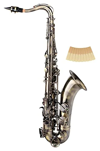 Classic Cantabile Winds TS-450 AY Bb Tenorsaxophon 2.5 Reed Set - Holzblasinstrumente, Antique Yellow Vintage Lackierung für einen einzigartigen Look und voller warmer Klang, inkl. 10 Stück Saxophon-Blätter im Spar-Set.