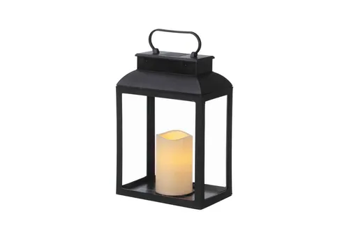B&S LED Laterne Kunststoff Windlicht mit LED Kerze