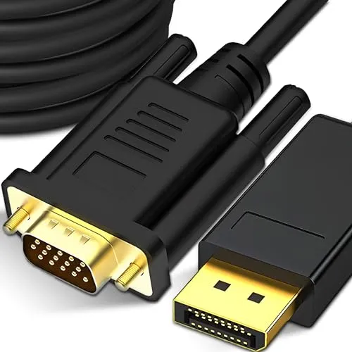 Retoo Display Port auf VGA Konverter-Kabel 1,8 M - 1080p für Computer und Projektoren - VGA-Kabel für einfache Verbindung ohne Treiberinstallation. Unterstützt Bildauflösungen bis 1920x1200, ideal für ältere Monitore und vielseitige Einsatzmöglichkeiten.