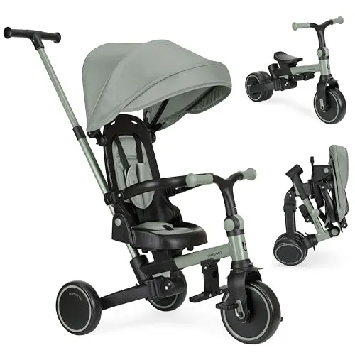 KikkaBoo 8-in-1 Dreirad für Kinder ab 1 Jahr mit Schubstange