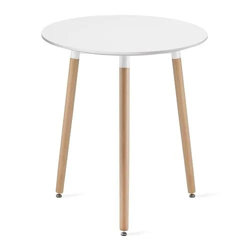 Home Collective Runder Esszimmertisch - Esszimmertisch mit 60 cm Durchmesser, modernes Design aus langlebiger MDF-Platte und stabilen Buchenholzbeinen, ideal für Küche und Wohnzimmer.