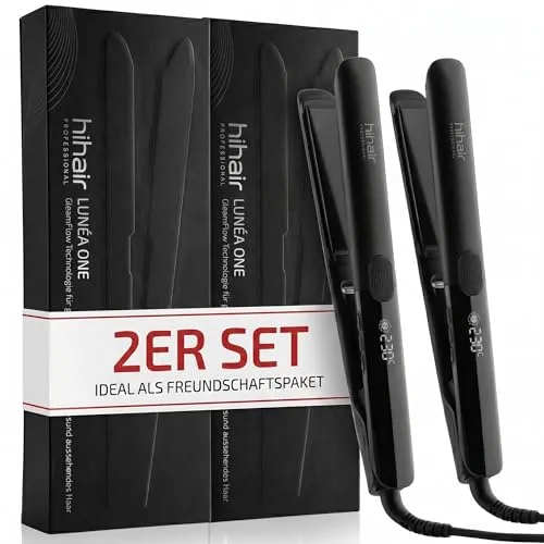 hihair Glätteisen – Testsieger 2025 – 100 Tage risikofrei testen - Schnelles Styling in nur 20 Sekunden auf 160 °C. Mit LCD-Display für optimale Temperaturkontrolle und ergonomischem Design für müheloses Glätten – ideal für glänzendes Haar und flexible Anwendung.