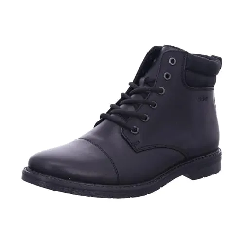 Rieker Herren 13040 Schnürstiefel, Schwarz, 43 EU - Herren-Stiefel aus hochwertigem Leder mit bequemer Textil-Innensohle und rutschfester Gummisohle, ideal für kalte Tage.