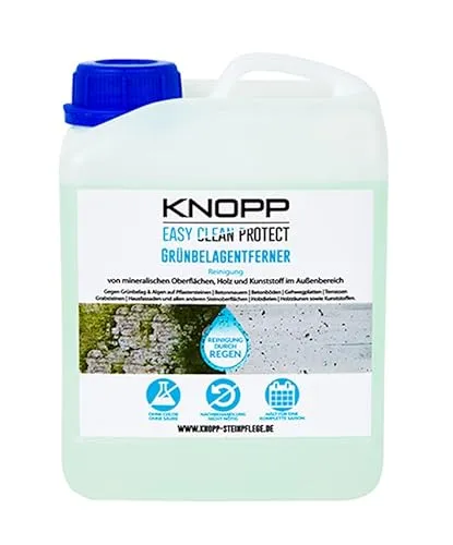 KNOPP Grünbelagentferner, Algen- und Moosentferner, Algenvernichter, ideal auch für Holz und Kunststoff, gebrauchsfertig, 2l Nachfüllpack