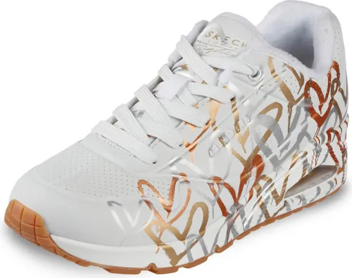 Skechers Damen UNO-metallic Love Sneaker - Weiß, 40 EU - Damen-Sneaker mit stylischem metallic Design, ideal für Freizeitaktivitäten und den perfekten Look.