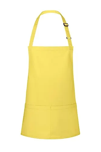 Karlowsky BLS 6 PURE Kurze Latzschürze BASIC mit Schnalle und Tasche, 65% Polyester/35% Baumwolle, Sonnengelb, Einheitsgröße
