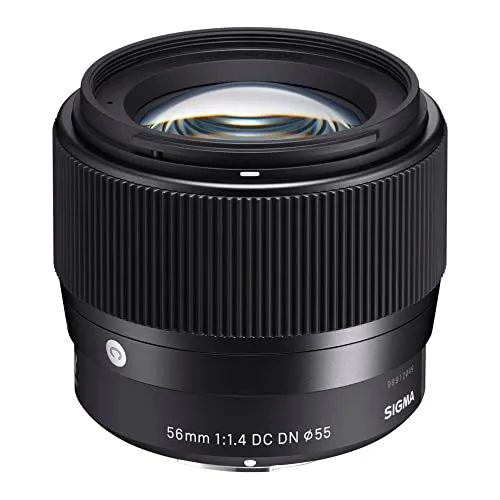Sigma 56mm F1,4 DC DN Contemporary Objektiv für Canon EF-M - Objektiv für Systemkameras mit hoher Lichtstärke, ideal für Natur- und Innenaufnahmen. Staub- und spritzwassergeschützt, leichtes Design und leiser Autofokus.