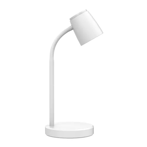 LED Tischleuchte weiß mit austauschbarem GU10 Leuchtmittel - Moderne Tischlampe mit warmweißem Licht und flexiblem Schwanenhals. Ideal für Schlafzimmer, Arbeitszimmer und Lounges. Energieeffizient und einfach anpassbar.