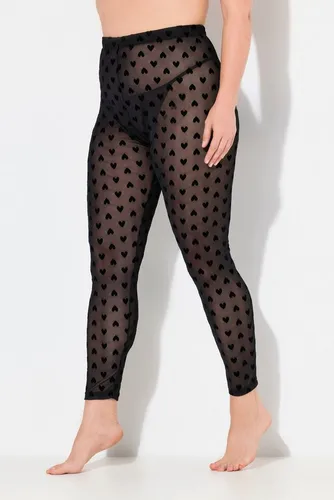 Ulla Popken Feinstrumpfhose Strumpf-Leggings Mesh Herz-Flockdruck schwarz 58/60 - Modische Feinstrumpfhose mit Herz-Flockdruck in Größe 58/60. Ideal für trendbewusste Looks und bequem im Tragen. Pflegeleicht und für die Maschinenwäsche geeignet.