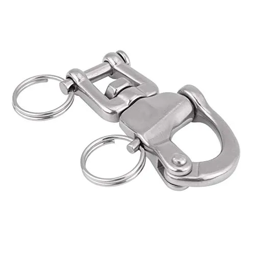 Edelstahl Schnappschäkel, Panikhaken Hundeleine,Marine Boat Swivel Shackle,316 Edelstahl Jaw Swivel Snap Shackle Mit Kleinem Stahlring Für Segelboot Spinnaker Halyard(70Mm)