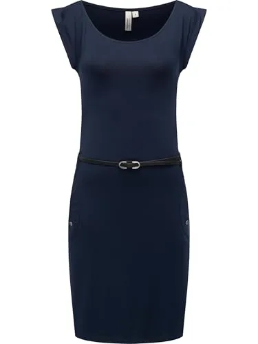 Ragwear Damen Kurzarm Sommerkleid Tagg YOUMODO Midnight Gr. XS - Freizeitkleid für Damen mit schmalem Taillengürtel und praktischen Taschen – leichtes, elastisches Material für optimalen Tragekomfort an warmen Tagen.