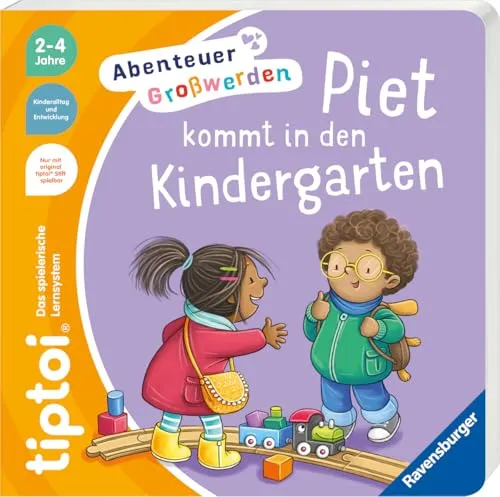 Ravensburger tiptoi Abenteuer Großwerden - Piet kommt in den Kindergarten - Erlebe mit Piet im Kindergarten spannende Abenteuer! Das interaktive Buch fördert spielerisch das Lernen und Entdecken für Kinder von 2-3 Jahren.