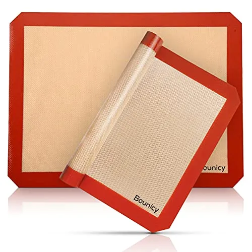 Bounicy Backmatte – 2 wiederverwendbare Silikonmatten mit Antihaftbeschichtung – für Backofen und Mikrowelle geeignet – spülmaschinenfest – BPA-frei und umweltfreundlich – ideal zum Backen: 30 x 40 cm
