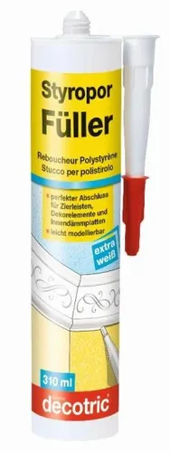 Decotric Styropor-Füller 310 ml - weiß - Styroporkleber für präzise und dauerhafte Verklebungen, ideal für Bastel- und Renovierungsprojekte.