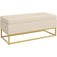 HOMCOM Sitzbank mit Stauraum - Sitzbänke & -truhen mit elegantem Design und verstecktem Stauraum für Kissen und Decken. Ideal für Wohnzimmer und Schlafzimmer, mit stabilen Stahlbeinen und einer Belastbarkeit von bis zu 200 kg.