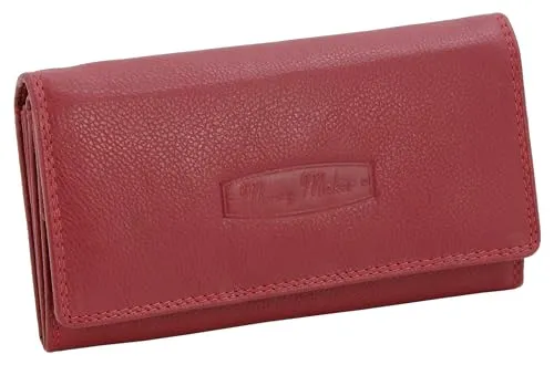 Money Maker Damen Leder Geldbörse mit RFID-Schutz - Großer Geldbeutel in Rot - Damen-Geldbörse mit RFID-Schutz und funktionalem Design. 4 Geldscheinfächer, großes Münzfach und viele Kartensteckplätze bieten optimale Organisation.