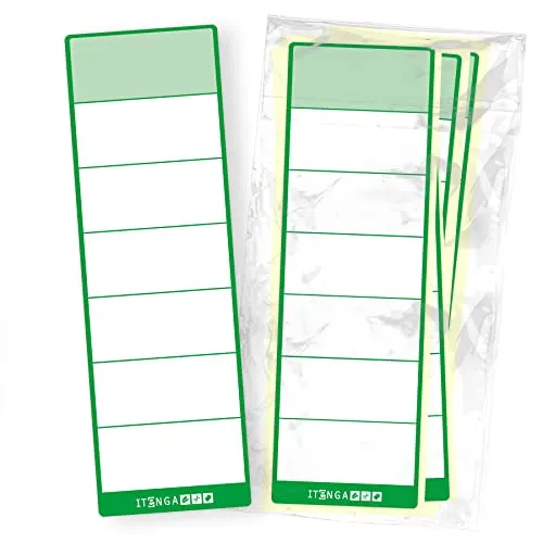 itenga 50x Ordneretiketten Ordnerrückenschild für breite Ordner I Aufkleber für Ordnerrücken selbstklebend aus Haftpapier 6x19cm (grün)