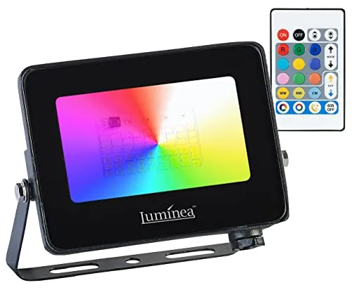 Luminea RGB LED Strahler: Wetterfester Outdoor-Fluter, RGB-CCT-LEDs, 15 W, 1.250 lm, IP65 (Outdoor Strahler, Fluter Fernbedienung, Arbeitsleuchte)