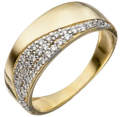 Schmuck Krone Goldring Damenring mit Zirkonia weiß, 333 Gelbgold, Gold 333