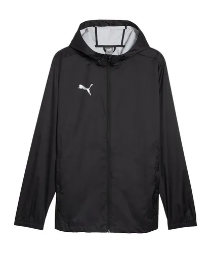 PUMA teamFINAL Allwetterjacke - Trainingsjacke in Schwarz/Silber XL - Stylische Trainingsjacke aus 100% Polyester, ideal für jedes Wetter. Mit praktischer Kapuze und Kordelzug für optimalen Tragekomfort. Perfekt für sportliche Aktivitäten und Freizeit.