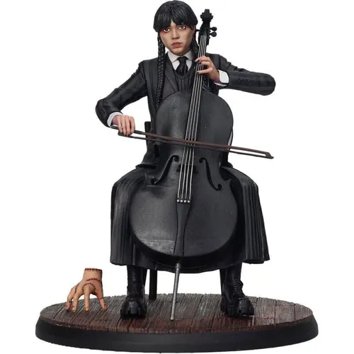 Sd Toys Mittwoch Figur Cello-Statue 20 cm - Spielfigur von Wednesday Addams mit Cello, detailreich und ideal für Fans der Tim Burton-Serie. Hochwertiges PVC, in Geschenkverpackung – ein Must-Have für Sammler!