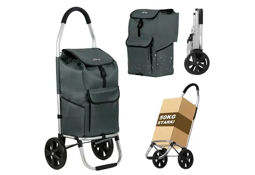 HOMELUX Einkaufstrolley Handwagen, mit separater Kühltasche, klappbar 41L, Handwagen mit Rollen, abnehmbare Tasche, Backgrid
