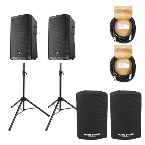 Electro Voice ELX200 12P Complete - Set - Lautsprecher-Set mit aktivem ELX200 12P Lautsprecher, 3-Band Equalizer und 4 Presets für optimale Klangabstimmung. Inklusive robustem Lautsprecherstativ und Mikrofonkabel für professionellen Einsatz.