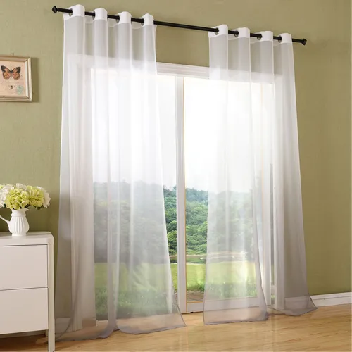 Vorhang transparent Schal Ösen Voile Farbverlauf, 2 Stück 245x140, Grau