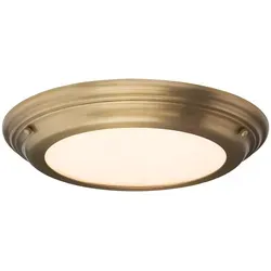 Welland 1-flammige Deckenleuchte - Gealtertes Messing - Lampen für Badezimmer und Flure, IP54-zertifiziert, ultraflaches Design mit integriertem LED-Modul, ideal für niedrige Decken.