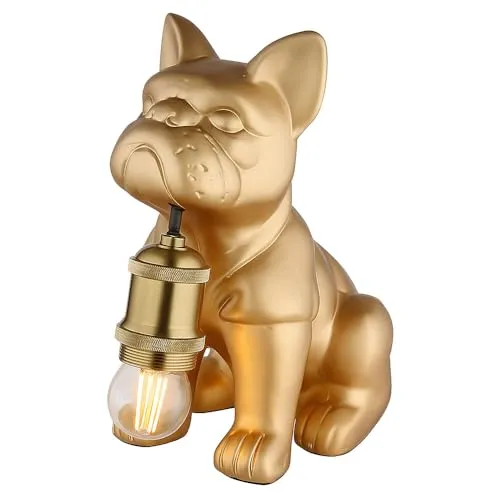 LED Tischleuchte Hund Keramik - Stilvolle Beistellleuchte in Gold - Verspielt und elegant: Diese Tischleuchte in Form eines sitzenden Hundes setzt Akzente in jedem Raum. Mit hochwertiger Keramik und flexibler E27-Fassung für individuelle Beleuchtung. Ideal für Wohnzimmer, Schlafzimmer oder Büro.