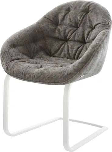 DELIFE Schwingstuhl Gaio-Flex Freischwinger flach Weiß Bouclé Soft Schlamm