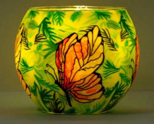 CBK-MS Teelichthalter Schmetterling Butterfly Teelicht Leuchtglas Kerzenhalter