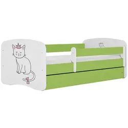 Raumhirsch Furniture Kinderbett Katze, Grün, 80x180 cm - Modernes Kinderbett mit abnehmbarer Schutzschiene für maximale Sicherheit und geräumiger Schublade für praktischen Stauraum. Ideal für ein gemütliches Kinderzimmer.