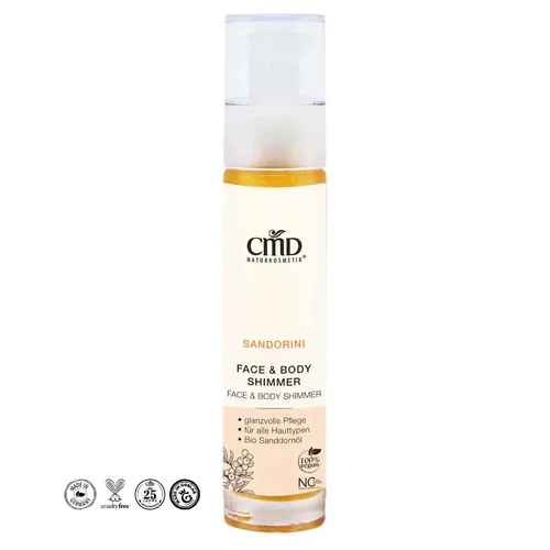 CMD Sandorini Face & Body Shimmer, 50 ml - Gesichtsreiniger mit luxuriösem Schimmer-Effekt für strahlende Haut und einen frischen Teint.
