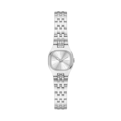 Skagen Mellem Micro Damenarmbanduhr, elegantes Design mit Quarzwerk - Elegante Damenarmbanduhr mit einem kissenförmigen Edelstahlgehäuse und strapazierfähigem Edelstahlband. Ideal für jeden Anlass und bis 30 m wasserdicht, perfekt für den täglichen Gebrauch.