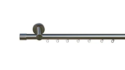 Andrax Innenlauf Edelstahl 20mm (200 cm) - Zubehörsets für Gardinen - Hochwertige Innenlauf Gardinenstange aus Aluminium in edelstahl-optik, ideal für Schiebevorhänge und einfach kürzbar.