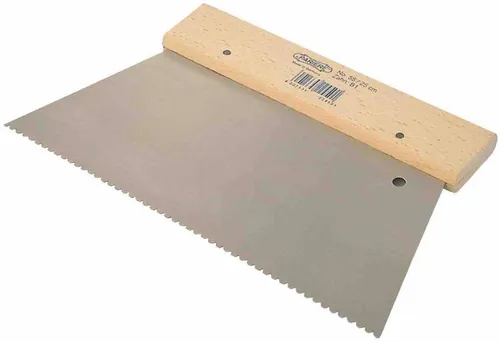Dreieck - Zahnspachtel Typ: B2 Breite: 25 cm, Stahlblatt, Holzrücken, Trapezform