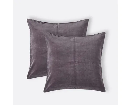 Homescapes Kissenhülle Samt-Kissenbezug 2er-Set in Anthrazit, 40 x 40 cm - Kissen | 100% Baumwolle, weich und elegant, ideal für jedes Wohnambiente. Die dezente anthrazitfarbene Hülle verleiht Ihrem Sofa oder Bett den perfekten letzten Schliff.