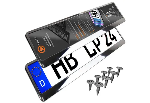 L & P Car Design Kennzeichenhalter für Auto in Chrom-Optik Kennzeichenhalterung Kennzeichen, (2 Stück)