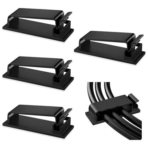 Lectorias Kabelhalter, Selbstklebend Kabelclips Kabelbefestigung(Schwarz)