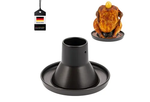 bremermann Hähnchenbräter aus Steingut - Grillhalter aus hochwertigem Steingut, ideal für knusprige und saftige Hähnchen mit Aromen, spülmaschinengeeignet und für Grill oder Ofen bis 400°C.