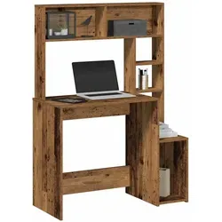 vidaXL Schreibtisch mit Regal Altholz-Optik 100x45x140cm - Kinderschreibtisch in Altholz-Optik, bietet viel Stauraum und einen großzügigen Arbeitsbereich für kreative Projekte. Ideal für vielseitigen Einsatz in Kinderzimmern oder Arbeitsbereichen.