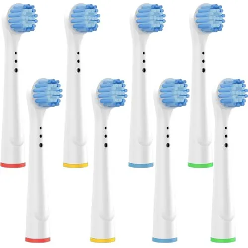 Aufsteckbürsten Kompatibel für Braun Oral b Ersatzbürsten Elektrische Zahnbürste Zahnbürstenköpfe Cross Action Sensitive Clean Aufsteckbürsten für Schallzahnbürsten Zahnbürstenaufsatz 8 Stück Weiß